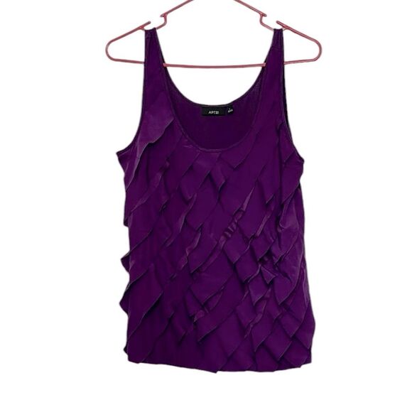 Apt. 9 | Women’s Tiered Ruffle Front Purple Sleeveless Blouse Tank Top - Picture 1 of 15